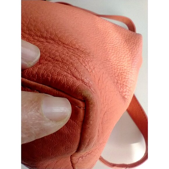 Stone Mountain Purse Coral/Orange Leather Shoulder Bag Adjustable Strap - Med - Picture 15 of 16